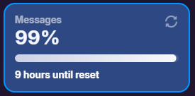 Learny AI live rate limit counter showing messages remaining and reset time